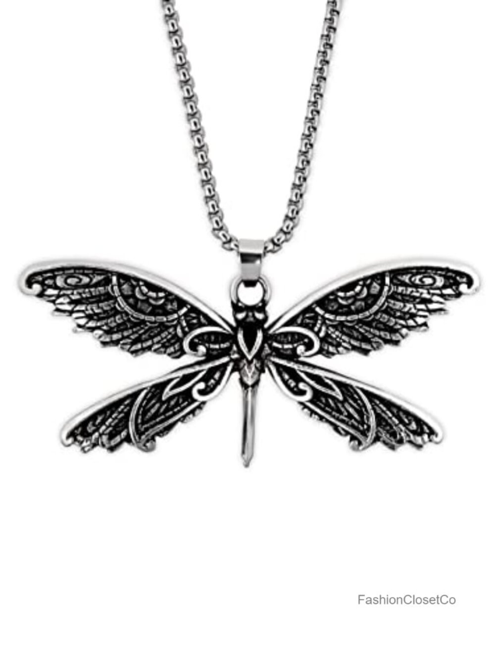 Vintage Antique Dragonfly Pendant Necklace Zinc Alloy Gift